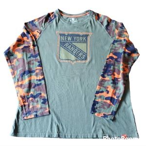 Fanatics NY Rangers NHL Long Sleeve Camouflage Shirt, Size 2XL